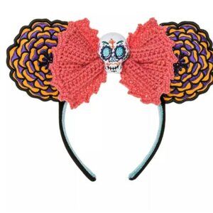 Disney Parks Coco Crochet Dia De Los Muertos Minnie Mouse Ears Headband 2022 NEW